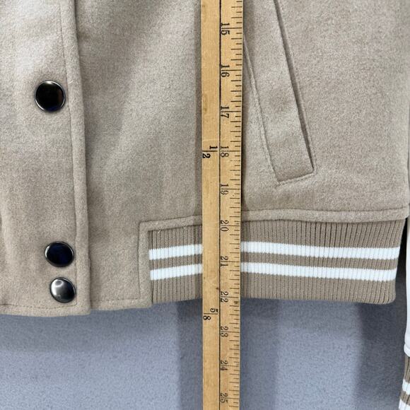 True Religion Jacket Women's M Tan White True Varsity Jacket Retro 70s 80s NWT - Picture 11 of 11